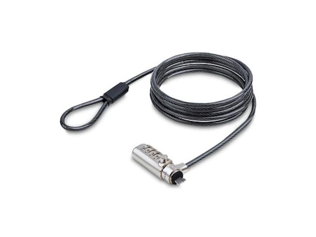 6.6 ft. Slim Lock K-Slot Cable Lock - Anti-Theft Security for Laptop-Notebook, Cut-Resistant Steel Cable, Combination Lock - Silver & Black