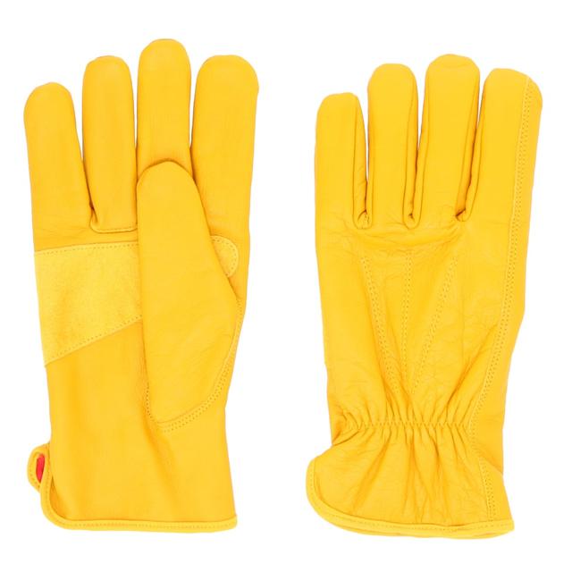 84001XL Mens Fleece Lined Cowhide Leather Truck Driving Work Gloves - Yellow - Extra Large