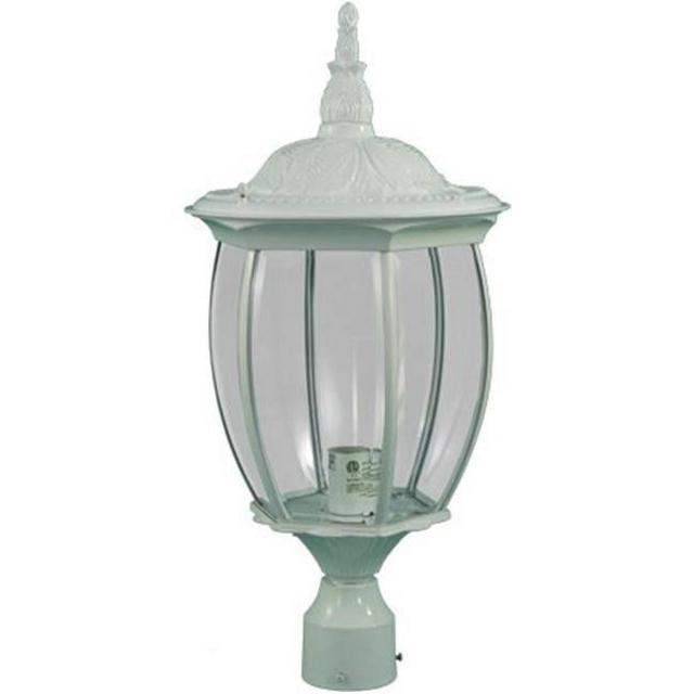Powder Coated Cast Aluminum Post Top Light Fixture - White - 23.38 x 11.13 x 11.13 in.