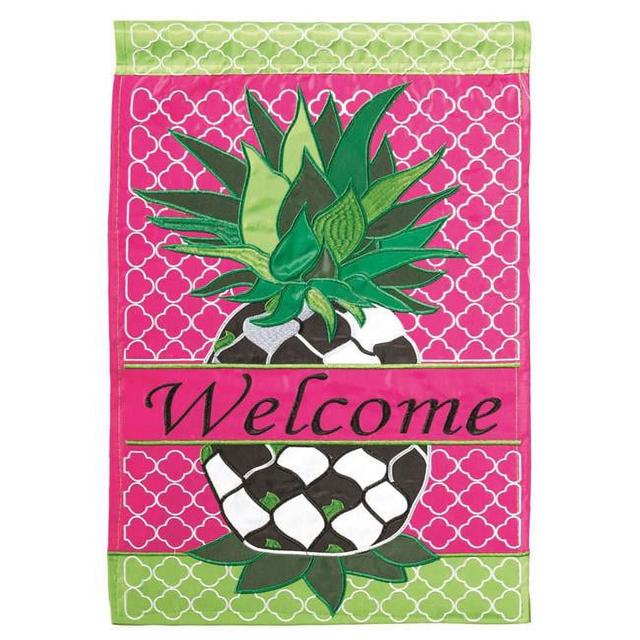 13 x 18 in. Double Applique Whisy Pineapple Polyester Garden Flag