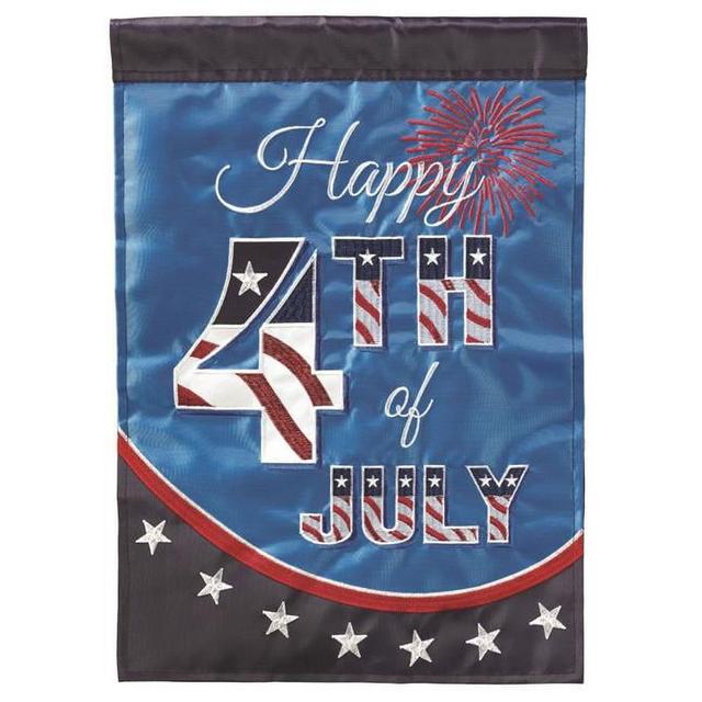 13 x 18 in. Happy 4th of July Applique Printed Garden Flag