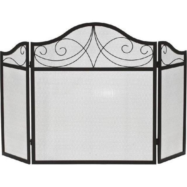 3 Fold Arched Wrought Iron Screen, Black