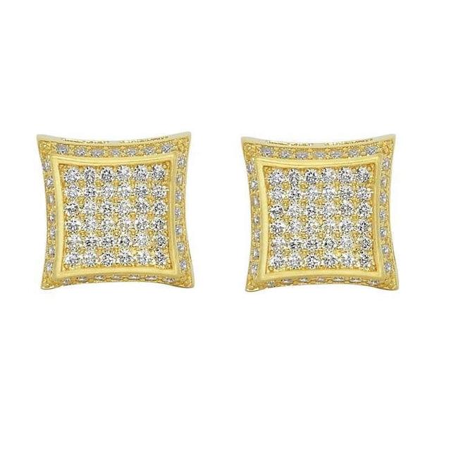 14K Yellow Gold 10 mm Composite Cubic Zirconia Kite Stud Earrings