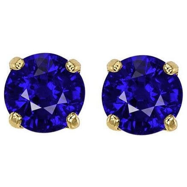 14K Yellow Gold Cubic Zirconia 3 mm Birthstone Screwback Earring Studs - September