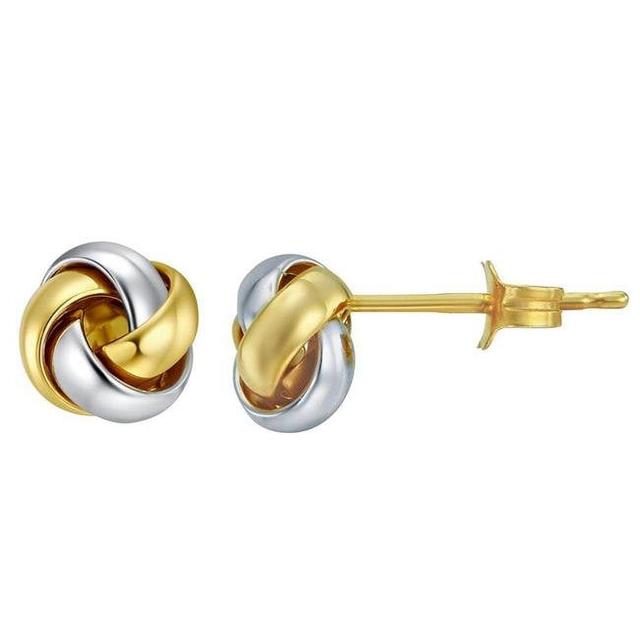 14K Two Tone Gold 8 mm Love Knot Earring Studs