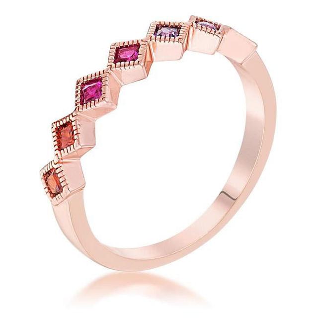 Rose Goldtone Multicolor Cubic Zirconia Princess-Cut Semi-Eternity Band