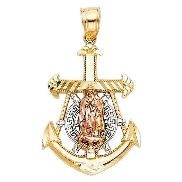 Jewelry 14k Tri-tone Gold Nautical Anchor Guadalupe Pendant
