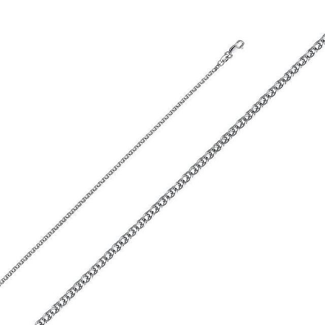 2 mm x 24 in. 14k White Gold Flat Open Wheat Chain Necklace