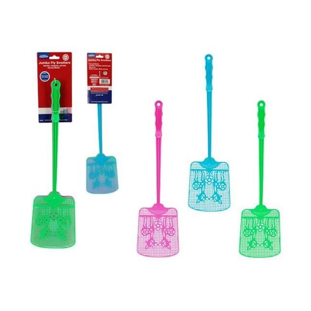 Familymaid 19541 5.75 x 21.25 in. Jumbo Flyswatters&#44; Assorted Color - 3 Piece - Pack of  48