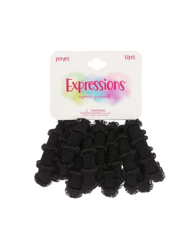 Ponytail Holders - Black, 12 Pack case of 48