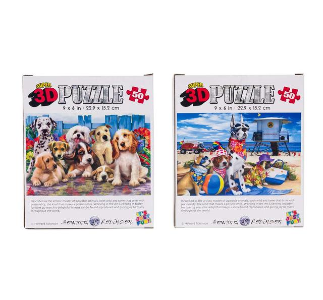 3D Dog Puzzles - 2 Styles, 9 x 6 case of 12