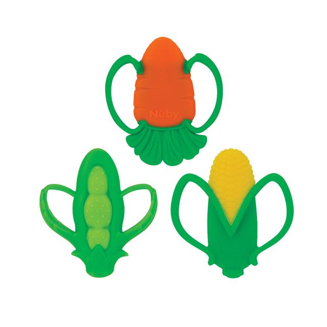 2372977 Nuby Fruit and Veggie Teether - 2 Handle, Silicone, 3+M case of 72