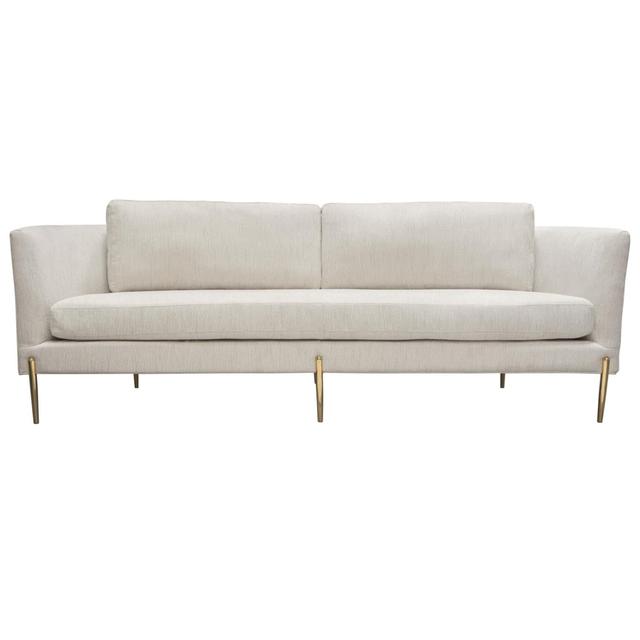 Lane Sofa with Gold Metal Legs&#44; Light Cream Fabric