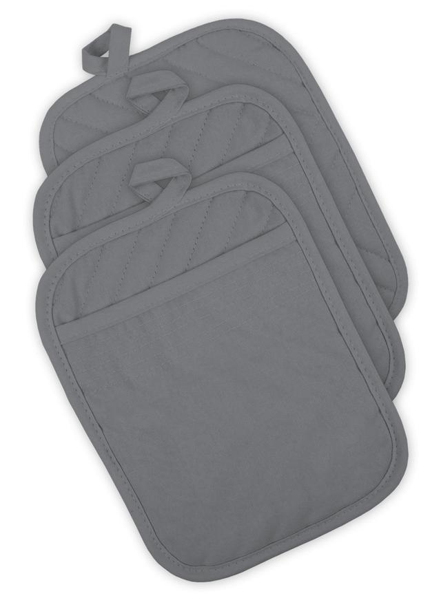 Design Imports Gray Quilted Pot Holder Set of 3