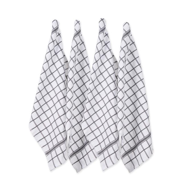 Gray Windowpane Terry Dishtowel Set of 4 - Gray - 16 x 26 in.
