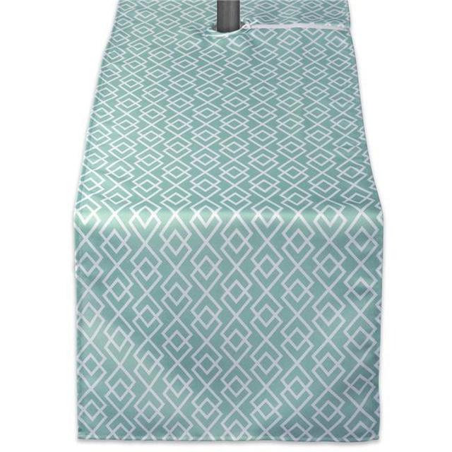 Design Imports  14 x 72 in. Aqua Diamond Outdoor Table Runner with Zipper