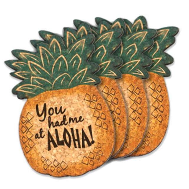 3.25 x 4.75 in. You Had Me at Aloha Pineapple Cork Coaster Wedding Favors - Set of 4