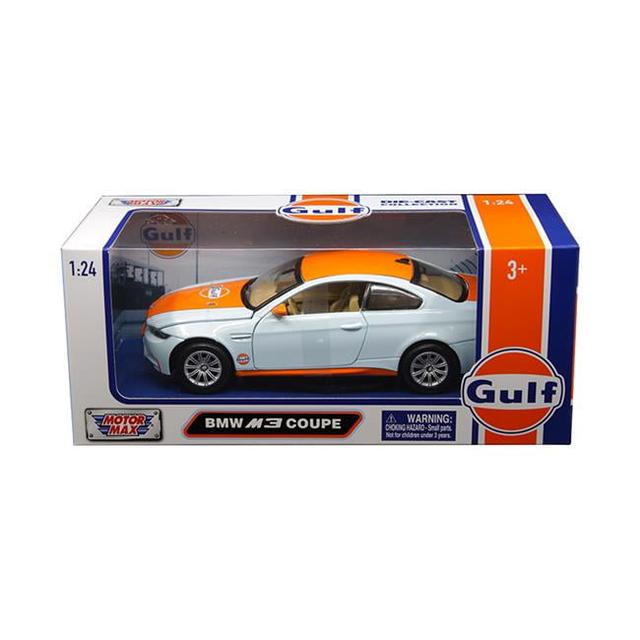 1-24 BMW M3 Coupe with Gulf Livery Diecast Model Car - Light Blue with Orange Stripe