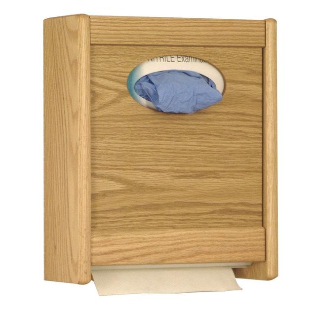 WCX1LO Combo Towel Dispenser and Glove and Tissue Holder in Light Oak