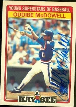 48831 Oddibe Mcdowell Autographed Baseball Card Texas Rangers 1986 Kaybee No .20