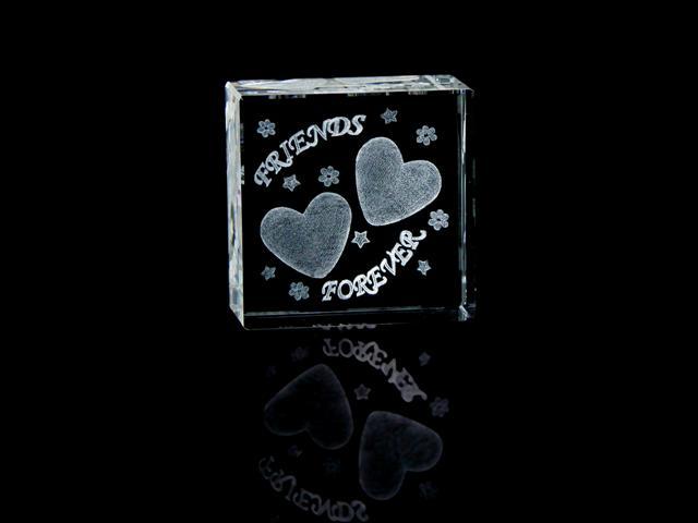1162-50-133 2 L x 2 H x 1 W in. Crystal Laser-Engraved Friends Forever Love & Hearts Laser-Cut