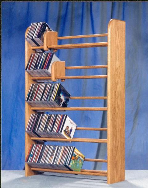 501 Solid Oak 5 Row Dowel CD Rack