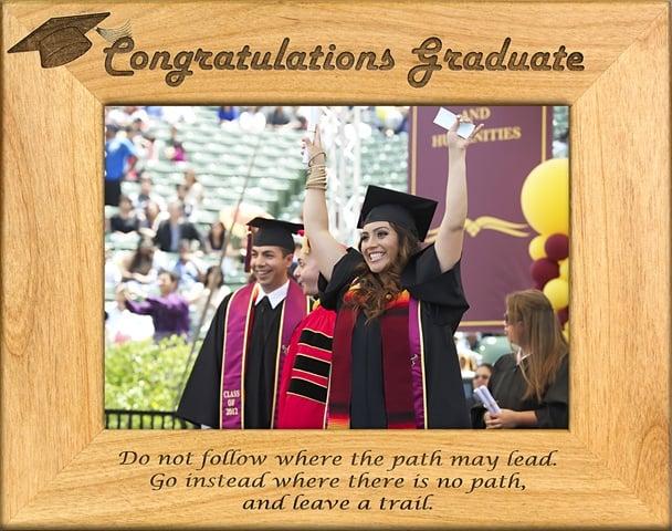 Giftworks Plus SCH0006 Congrats Grad - Leave A Trail- Alder Wood Frame- 4 x 6 In