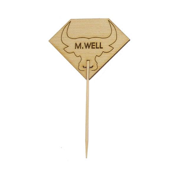 3.7 In. Diamond Shaped Medium Well Steak Marker With Bull Head- Pack Of 1000