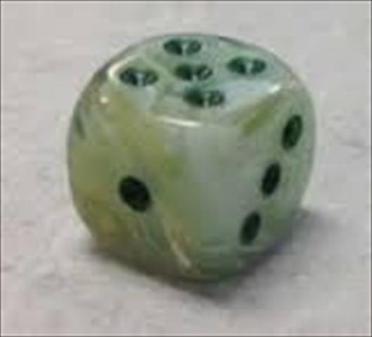 Manufacturing 27609 16 mm Marble Green With Dark Green Numbers D6 Dice Set Of 12