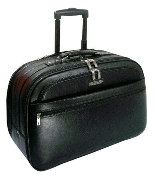 Full Grain Leather&#44; Carry-On Rolling Briefcase 21 x 13.75 x 10 in. Black