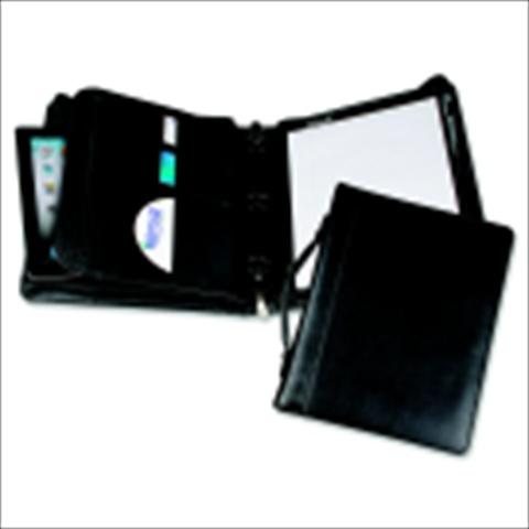 1067682 Leather Spine Handle Zipper Binder 8.5 x 11 In. Black