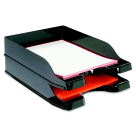 Deflect-O 1099061 Plastic Multi-Directional Stackable Desk Tray Set&#44; 10 x 13.75 x 2.5 In. - Black&#44; Set Of 2