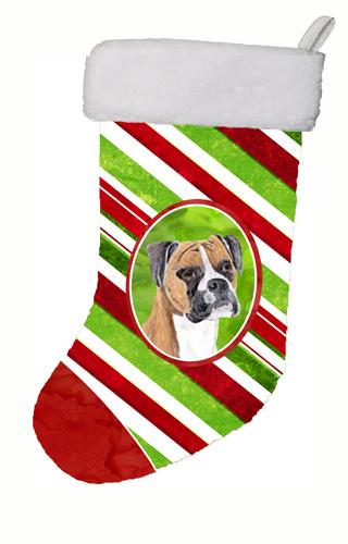 11 x 18 in. Boxer Candy Cane Holiday Christmas Christmas Stocking