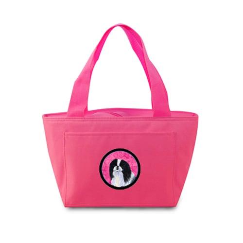 SS4743-PK-8808 Pink Japanese Chin Zippered Insulated School Washable And Stylish Lunch Bag Cooler