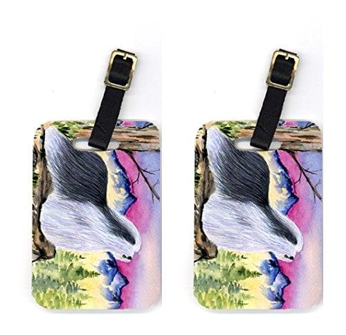SS8338BT Pair of 2 Bearded Collie Luggage Tags