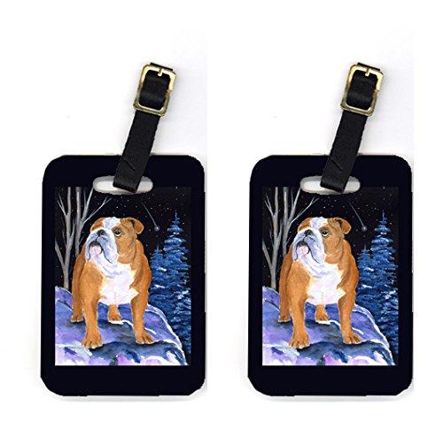 Pair of 2 Starry Night English Bulldog Luggage Tags