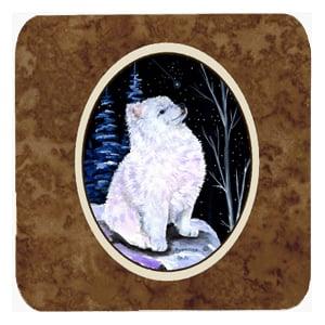 SS8389FC Starry Night American Eskimo Foam Coasters - Set Of 4- 3.5 x 3.5 In.