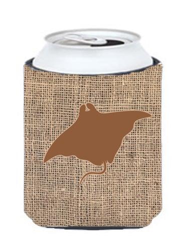 Manta Ray Burlap And Brown Can Or Bottle  Hugger