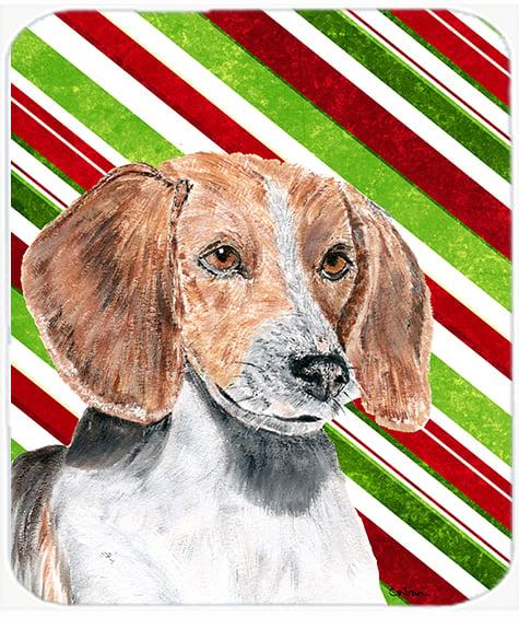 English Foxhound Candy Cane Christmas Glass Cutting Board - Large