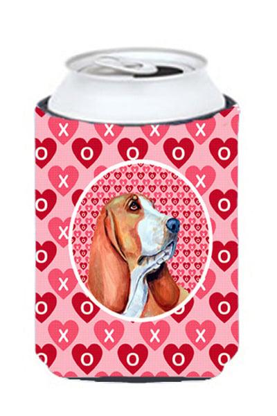Basset Hound Valentines Love And Hearts Can Or Bottle  Hugger - 12 oz.