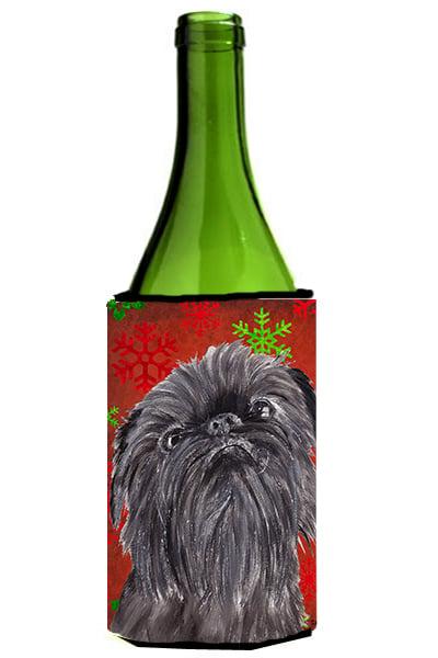 SC9587LITERK Brussels Griffon Red Snowflake Christmas Wine bottle sleeve Hugger - 24 oz.