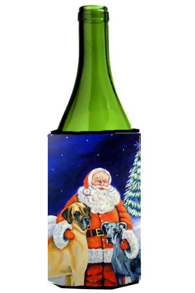 7232LITERK Santa Claus With Great Dane Wine bottle sleeve Hugger