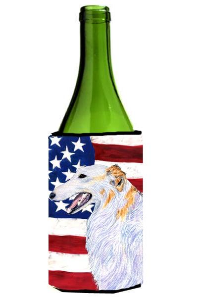 SS4231LITERK Usa American Flag With Borzoi Wine bottle sleeve Hugger - 24 Oz.