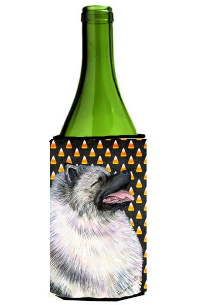 SS4282LITERK Keeshond Candy Corn Halloween Portrait Wine bottle sleeve Hugger - 24 Oz.