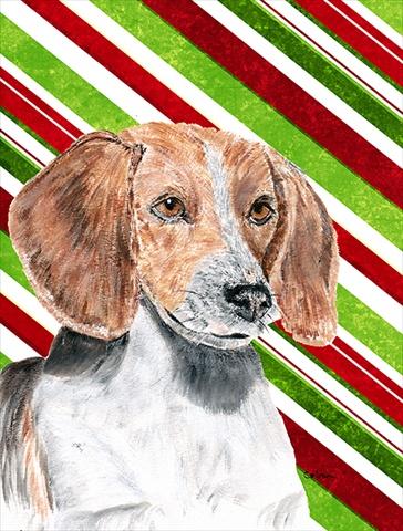 SC9621CHF English Foxhound Candy Cane Christmas Flag Canvas House Size