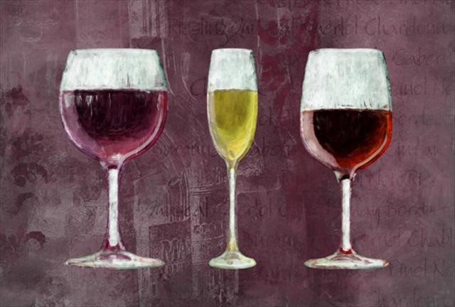 Three Glasses Of Wine Purple Fabric Placemat