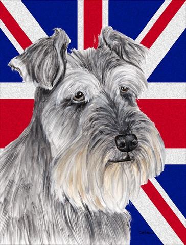 SC9850GF Schnauzer With English Union Jack British Flag Flag Garden Size
