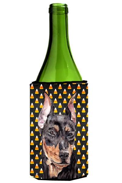 SC9668LITERK German Pinscher Candy Corn Halloween Wine bottle sleeve Hugger  24 Oz.