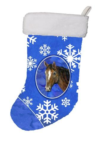 11 x 8 In. Horse Winter Snowflakes Holiday Christmas Stocking