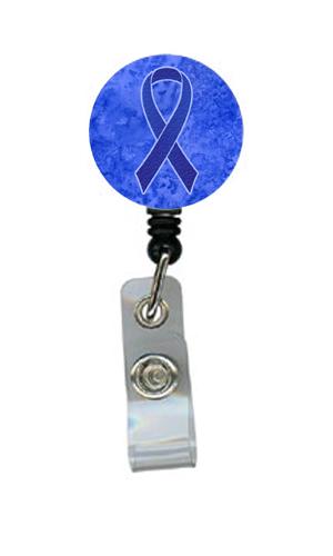 Dark Blue Ribbon for Colon Cancer Awareness Retractable Badge Reel